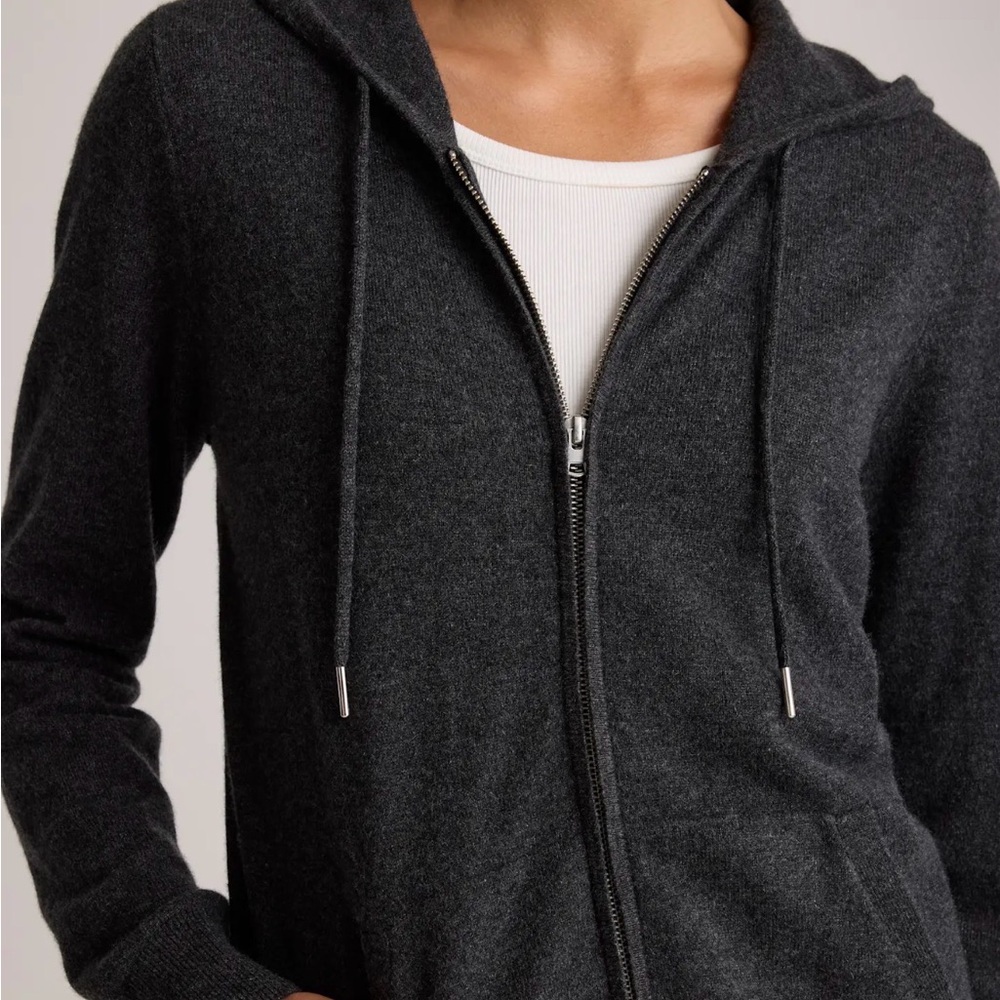 Quince 100% Mongolian Cashmere Charcoal Gray Hoodie Size X-Small 322 - Picture 3 of 4